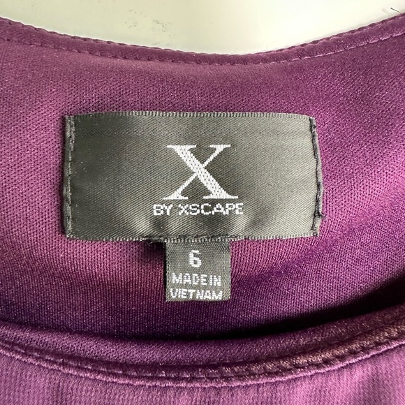 X by Xscape Purple Formal Gown Gold Beading Size 6 Sheer Cape Poncho - Picture 5 of 8